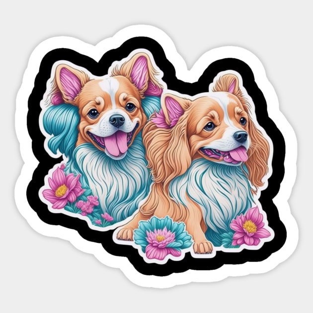 Cartoon Style Long Haired Dogs – Small and Fluffy Friends Sticker by IamActiveDog